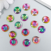 Пуговицы пластик для творчества 2 прокола "Голография круг" набор 15 шт 1,3х1,3 см