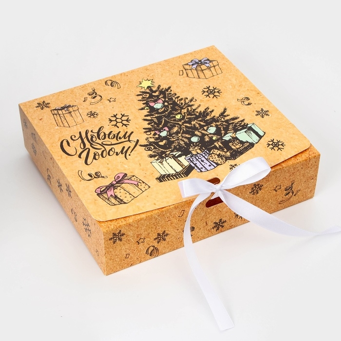 Новый год. Коробка подарочная новогодняя складная, упаковка, &laquo;Домик в негу&raquo;, 20 &times; 18 &times; 5 см.