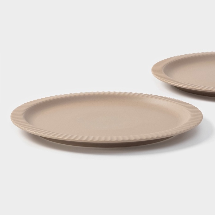 Тарелки Magistro Jarwah Lausanne, d=25 см, обеденные, набор 2 шт, фарфор, бежевые Тарелки Magistro Jarwah Lausanne, d=25 см, обеденные, набор 2 шт, фарфор, бежевые