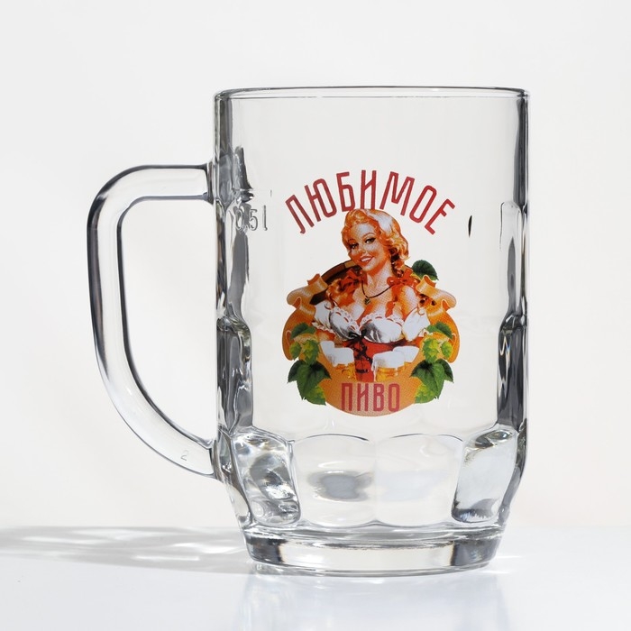 Пивная кружка &laquo;Любимое пиво&raquo;, стеклянная, 500 мл, микс