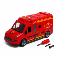 Конструктор винтовой &laquo;Пожарный фургон&raquo;, свет, звук, инерция, 50 деталей
