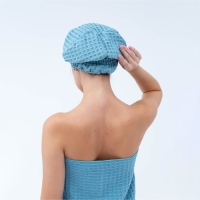 Набор для бани и ванной Этель &laquo;Вафля&raquo; полотенце 70*140 см+чалма 21*25 см, цв.синий