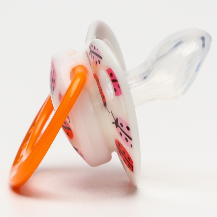 Соска - пустышка силиконовая ортодонтическая &laquo;Божья коровка&raquo;, от 0 мес., с колпачком, цвет оранжевый