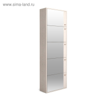 Обувница Родная 5 ящиков с зеркалом, 600х230х1780, Ясень шимо светлый