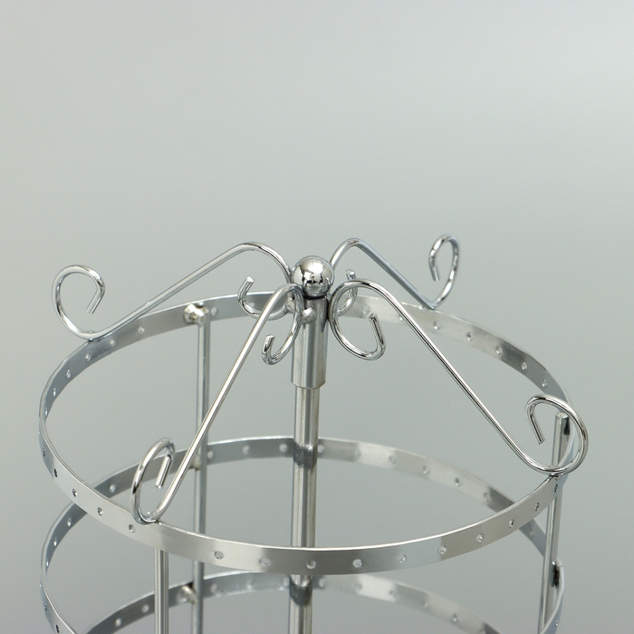 Подставка для украшений &laquo;Вертушка&raquo;,4 яруса,72 пары, металл, 15&times;15&times;34 см, цвет хром