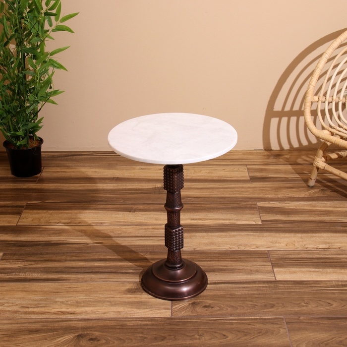 Стол кофейный 41х41х56 см, алюминий/мрамор Стол кофейный 41х41х56 см, алюминий/мрамор