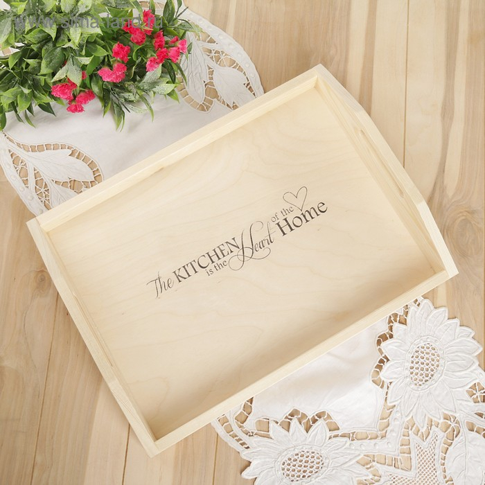 Поднос деревянный с декором, 40&times;30&times;7,5 см, сосна