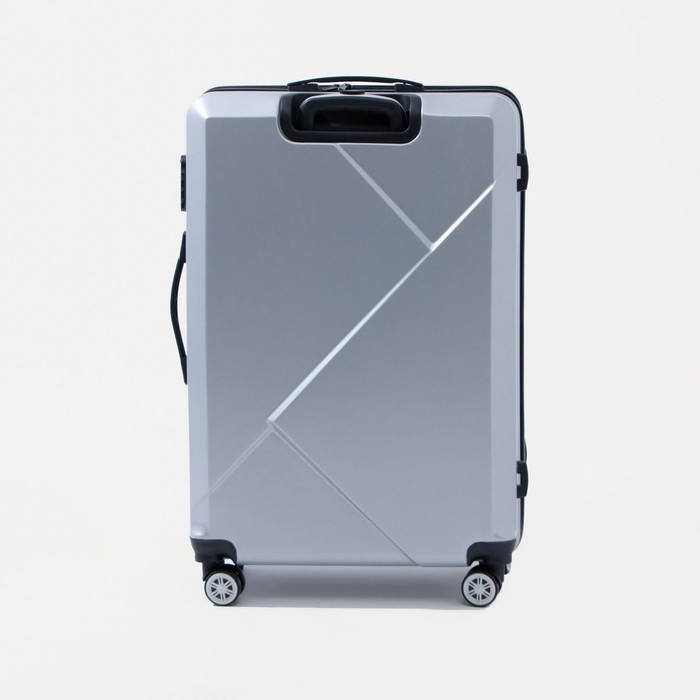 Чемодан большой 84 л (L), отдел на молнии, кодовый замок, цвет серебристый