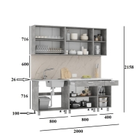 Кухонный гарнитур Денвер 2000, 2000х600х2160, Белый/Ателье светлое Кухонный гарнитур Денвер 2000, 2000х600х2160, Белый/Ателье светлое