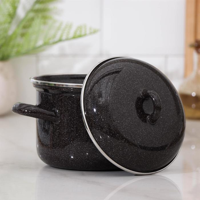 Кастрюля эмалированная, 1,5 л, индукция, цвет чёрный Кастрюля эмалированная, 1,5 л, индукция, цвет чёрный