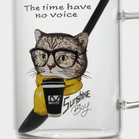 Кружка стеклянная с керамической крышкой и ложкой &laquo;Хипстер&raquo;, 450 мл, рисунок МИКС