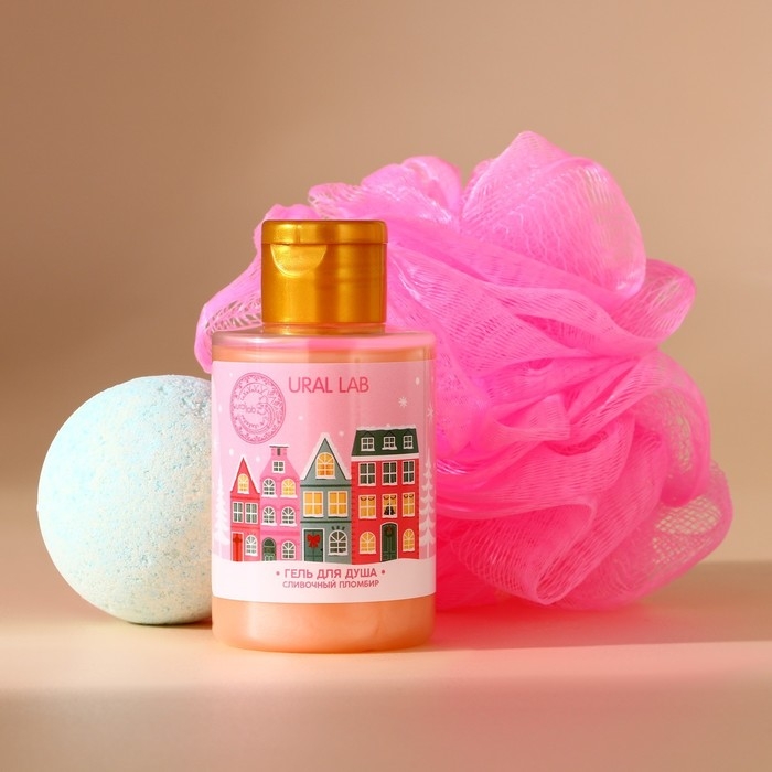 Подарочный набор косметики, гель для душа 100 мл, бомбочка для ванны 130 г, мочалка для тела, Новый Год Подарочный набор косметики, гель для душа 100 мл, бомбочка для ванны 130 г, мочалка для тела, Новый Год