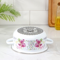 Кастрюля эмалированная «Мозаика», 2 л, индукция, цвет белый Кастрюля эмалированная «Мозаика», 2 л, индукция, цвет белый