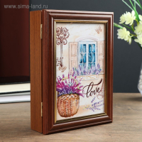Ключница "Окно с лавандой" 15х21 см орех