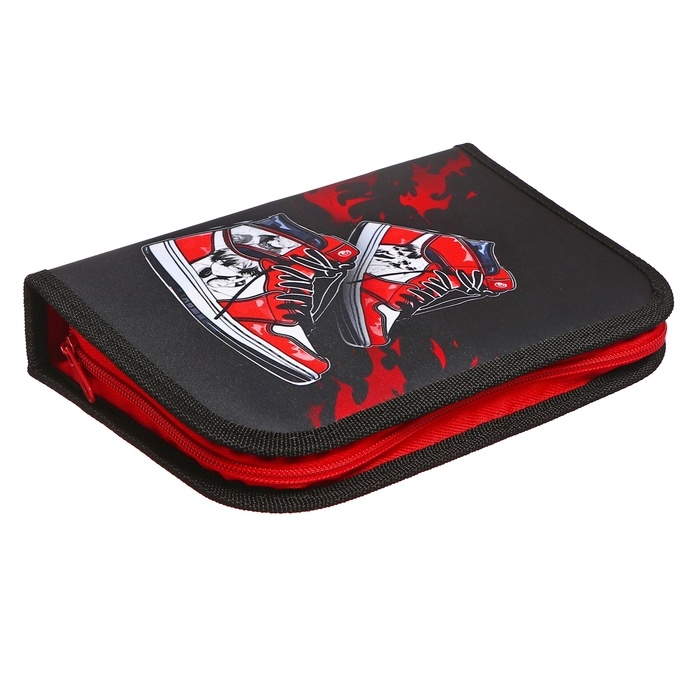 Пенал 3 секции, вкладка внутри, 140 х 210 х 40 мм, тканевый, Calligrata TOP Block Пенал 3 секции, вкладка внутри, 140 х 210 х 40 мм, тканевый, Calligrata TOP Block "Кеды аниме"