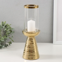 Подсвечник керамика, стекло на 1 свечу "Зебра Греви" d=8 см золото 10х10х29,5 см Подсвечник керамика, стекло на 1 свечу "Зебра Греви" d=8 см золото 10х10х29,5 см