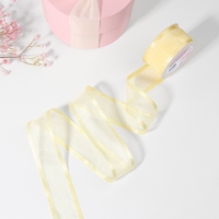 Лента декоративная, капроновая/атласная, 40 мм, 18 ± 1 м, цвет жёлтый Лента декоративная, капроновая/атласная, 40 мм, 18 ± 1 м, цвет жёлтый