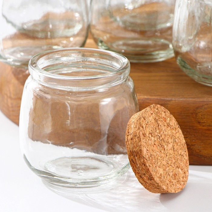Набор баночек стеклянных для специй с пробковой крышкой Доляна &laquo;Парфе&raquo;, 200 мл, 7,3&times;7,2 см, 12 шт