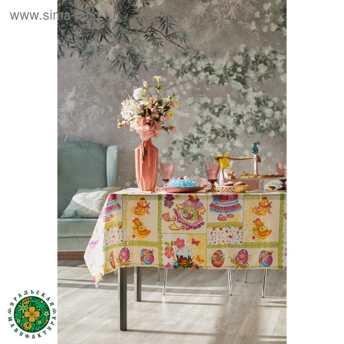 Скатерть "Доляна" Светлая Пасха 145*144 см, 100% хлопок, рогожка 164 г/м2