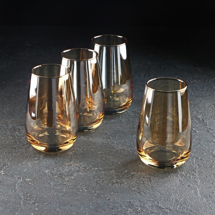 Набор высоких стеклянных стаканов &laquo;Золотой мёд&raquo;, 350 мл, 4 шт