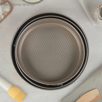 Набор форм для выпечки Доляна «Круг. Рэнди», 3 предмета: d=24/26/28 см, съёмное дно, антипригарное покрытие, цвет золотой Набор форм для выпечки Доляна «Круг. Рэнди», 3 предмета: d=24/26/28 см, съёмное дно, антипригарное покрытие, цвет золотой