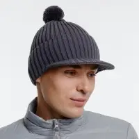 Вязаная шапка с козырьком Peaky, серая (антрацит)