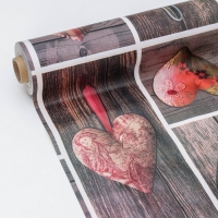 Клеёнка на стол на тканевой основе Доляна &laquo;Сердца&raquo;, рулон 20 метров, ширина 137 см, общая толщина 0,22 мм