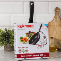 Сковорода &laquo;Традиция&raquo;, d=22 см, пластиковая ручка, стеклянная крышка, утолщённое дно, антипригарное покрытие, цвет чёрный