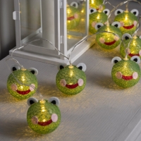 Гирлянда &laquo;Нить&raquo; 2 м с насадками &laquo;Лягушонок&raquo;, IP20, прозрачная нить, 10 LED, батарейки AAх2 (нет в комплекте), свечение тёплое белое