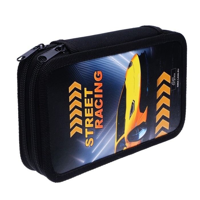 Пенал 2 секции, 125 х 205 х 40 мм, Calligrata 30П26/2 Пенал 2 секции, 125 х 205 х 40 мм, Calligrata 30П26/2 "Тачка racing", ламинированный картон