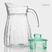 Набор для напитков из стекла Доляна &laquo;Аква&raquo;, 5 предметов: кувшин 1,2 л, 2 кружки 285 мл, 2 стакана 285 мл