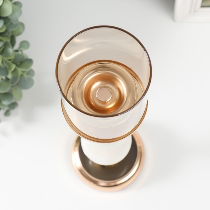 Подсвечник металл на 1 свечу "Мраморный шар" золото 39х10х10 см