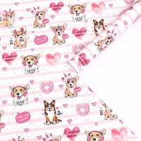 Бумага упаковочная глянцевая "Корги", 70 &times; 100 см,1 лист