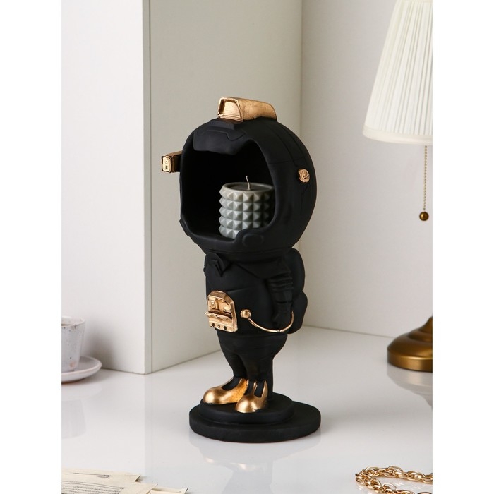 Подставка для мелочей &laquo;Астронавт&raquo;, полистоун, 44 см, цвет чёрный матовый