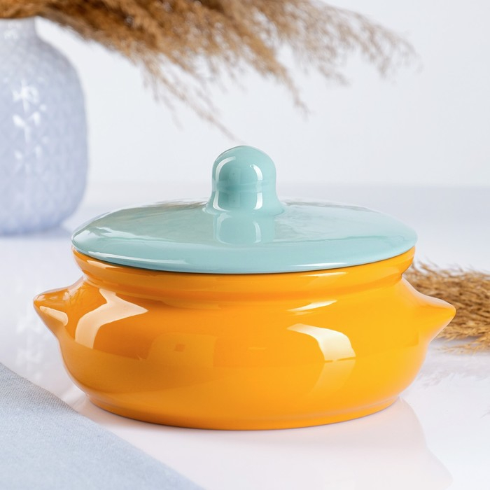 Горшок керамический для запекания Горшок керамический для запекания "Борисовский" 0,7л / 15х9см, радуга МИКС