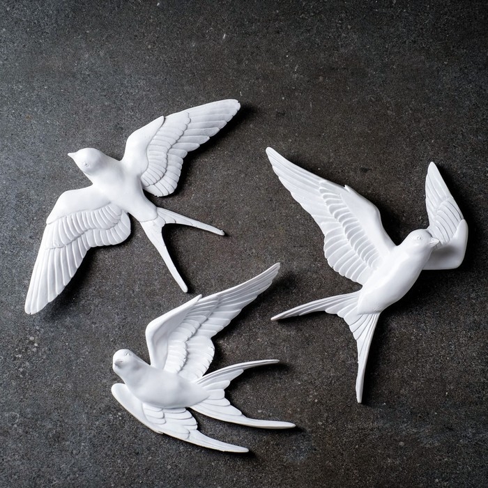 Подвесной декор Подвесной декор "Ласточки" набор из 3шт, белые, 20х21х5см