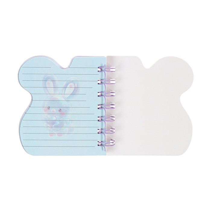 Записная книжка подарочная на гребне 80л,линия, цветной блок,обложка ПВХ 3D Зайка(10х10,5см)   10539