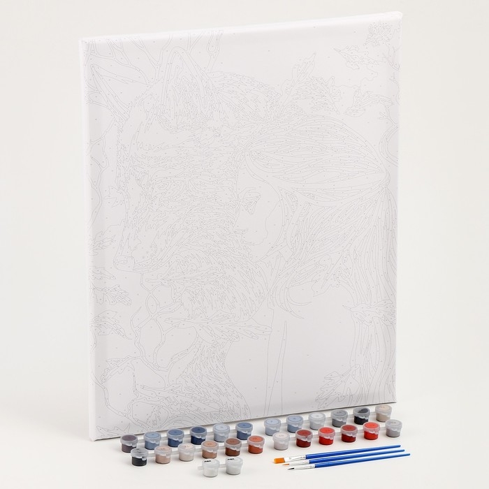 Картина по номерам на холсте с подрамником с серебряной краской &laquo;Девушка с волком&raquo;, 40 х 50 см