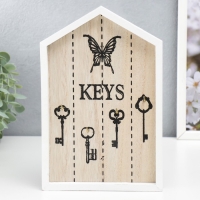 Крючки декоративные дерево "Дом с ключами" белая 24х16х2 см Крючки декоративные дерево "Дом с ключами" белая 24х16х2 см