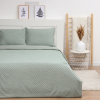 Постельное бельё LoveLife Tufting 1,5сп "Квадрат" 143*215см,150*230см,50*70см-2шт, цвет зеленый, 110 г/м2 Постельное бельё LoveLife Tufting 1,5сп "Квадрат" 143*215см,150*230см,50*70см-2шт, цвет зеленый, 110 г/м2