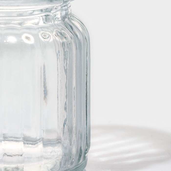 Банка стеклянная для хранения сыпучих продуктов Доляна &laquo;Зайка в золотом&raquo;, 230 мл, с керамической крышкой