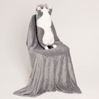 Мягкая игрушка «Котик», с пледом, 65 см, цвет серый Мягкая игрушка «Котик», с пледом, 65 см, цвет серый