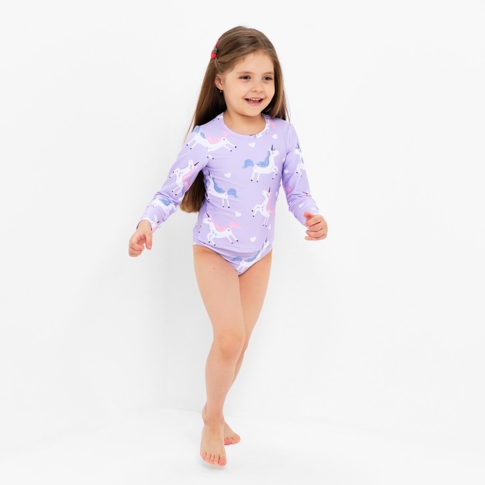 Купальник детский KAFTAN Купальник детский KAFTAN "Единороги", рост 110-116 см, лиловый
