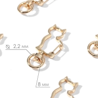 Карабин металлический &laquo;Кошка&raquo;, 42 &times; 17 мм / 8 &times; 2,2 мм, 5 шт, цвет золотой