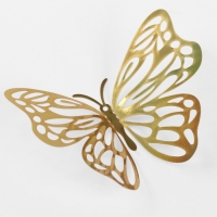 Набор топперов «Бабочки», набор — 12 шт., цвет голография золото Набор топперов «Бабочки», набор — 12 шт., цвет голография золото