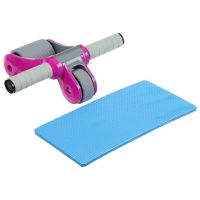 Ролик для пресса ONLYTOP, 33х24х24 см, с ковриком, цвет серый/розовый Ролик для пресса ONLYTOP, 33х24х24 см, с ковриком, цвет серый/розовый