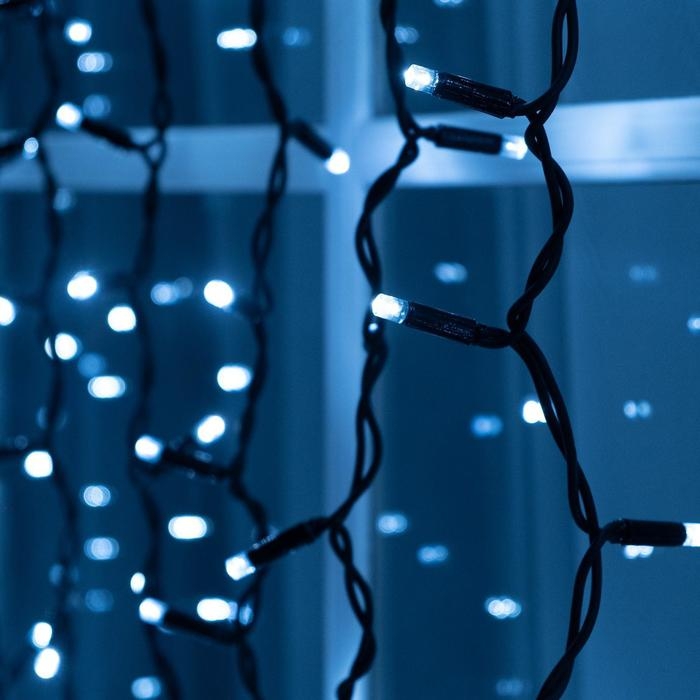 Гирлянда Гирлянда "Занавес" 2 х 1.5 м , IP65, УМС, тёмная нить каучук, 300 LED, свечение белое, 220 В