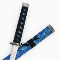 Сувенирное оружие «Катана на подставке», синие ножны с цветочным узором, 70 см Сувенирное оружие «Катана на подставке», синие ножны с цветочным узором, 70 см
