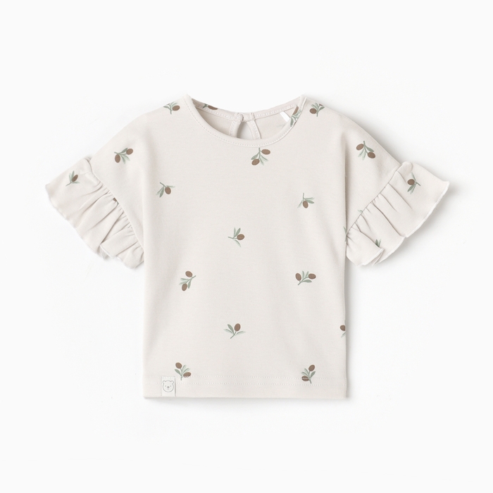 Футболка с рюшами Крошка Я Olives, р. 62-68, молочный Футболка с рюшами Крошка Я Olives, р. 62-68, молочный