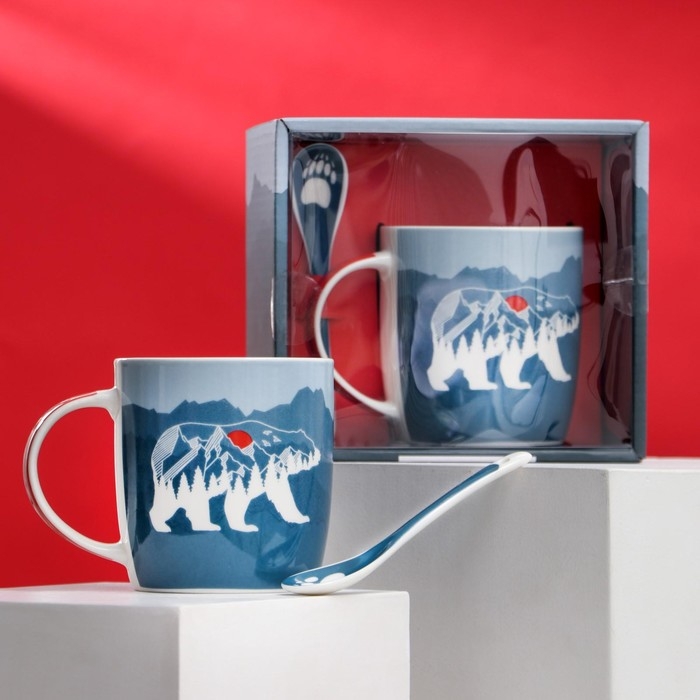 Набор керамический «Лучший дедушка», кружка 350 мл, ложка Набор керамический «Лучший дедушка», кружка 350 мл, ложка